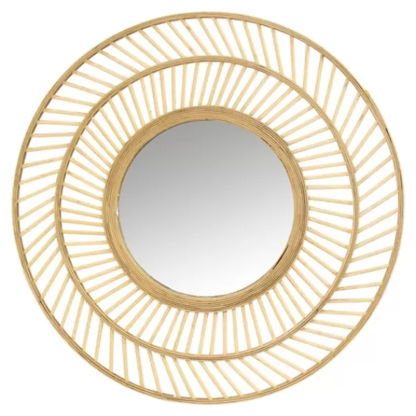 Decorative Mirrors-Kirkland's Home Round Double Frame Rattan Mirror