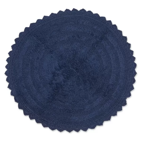 Bathroom Rugs-Kirkland's Home Round French Crochet Bath Mat, 28 In. Blue