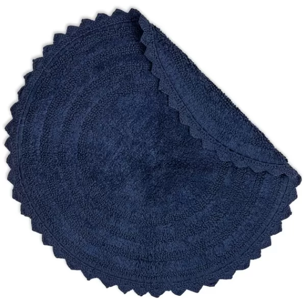 Bathroom Rugs-Kirkland's Home Round French Crochet Bath Mat, 28 In. Blue