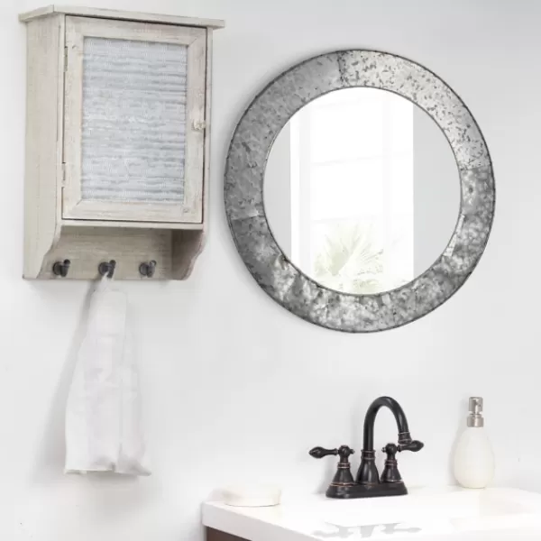 Decorative Mirrors-Kirkland's Home Round Galvanized Wall Mirror, 22 In.