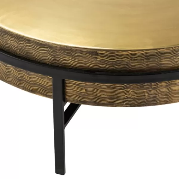 Coffee Tables-Kirkland's Home Round Hammered Metal Coffee Table Gold