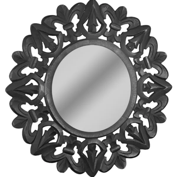 Decorative Mirrors-Kirkland's Home Round Hand Carved Mandala Medallion Mirror