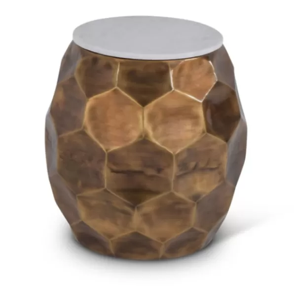 Accent & End Tables-Kirkland's Home Round Honeycomb Marble Top Accent Table