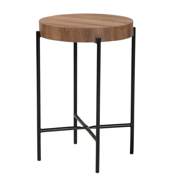 Accent & End Tables-Kirkland's Home Round Light Wood X Base Accent Table Brown