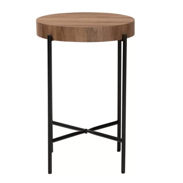 Accent & End Tables-Kirkland's Home Round Light Wood X Base Accent Table Brown