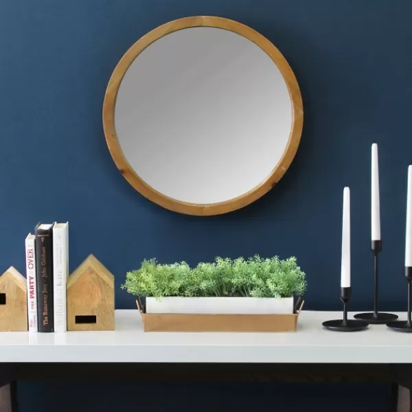 Framed Mirrors-Kirkland's Home Round Maddie Wood Mirror, 20 In.