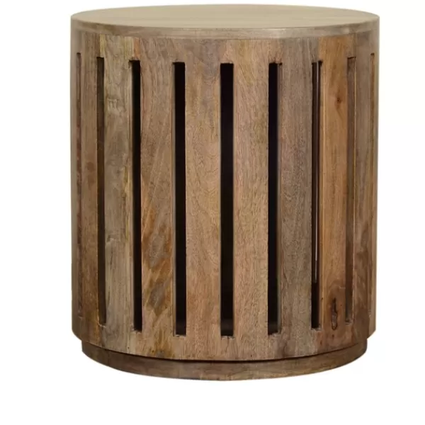 Accent & End Tables-Kirkland's Home Round Mango Wood Drum Accent Table