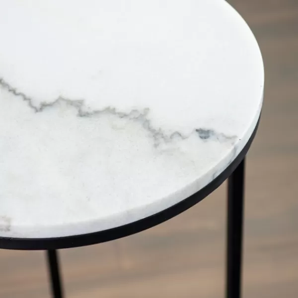 Accent & End Tables-Kirkland's Home Round Marble C-Table White