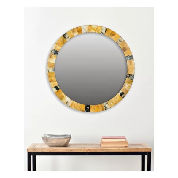 Decorative Mirrors-Kirkland's Home Round Marbleized Wall Mirror