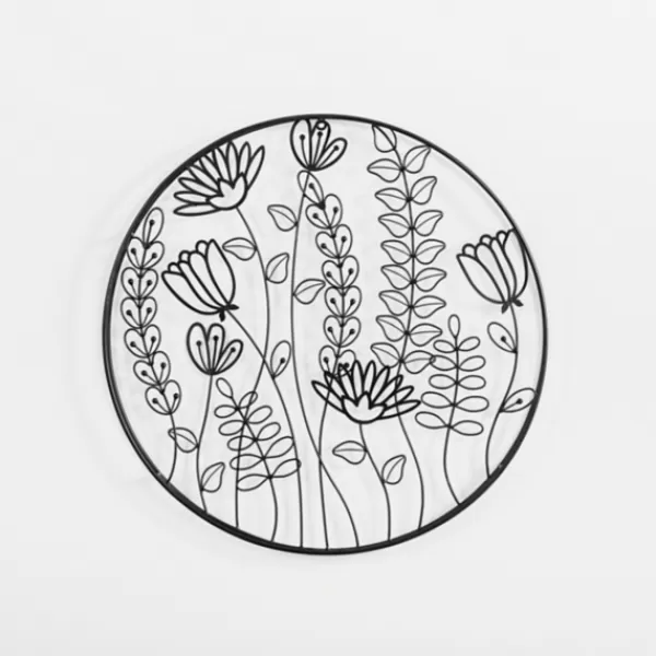 Wall Plaques-Kirkland's Home Round Metal Floral Cutout Wall Plaque Black