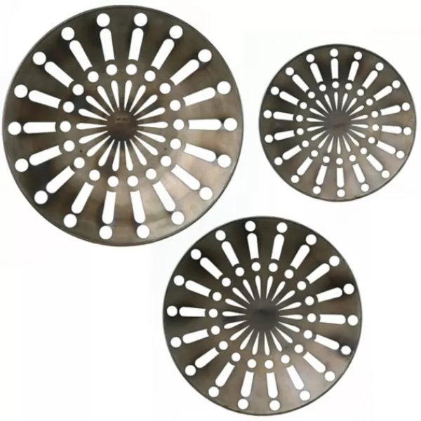 Wall Plaques-Kirkland's Home Round Metal Wesley Wall Plaques, Set Of 3 Gray