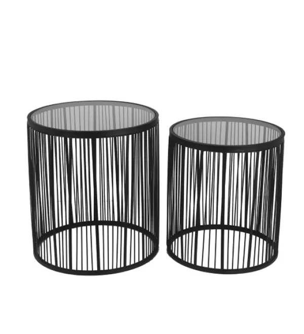 Accent & End Tables-Kirkland's Home Round Metal Wire Accent Tables, Set Of 2 Black