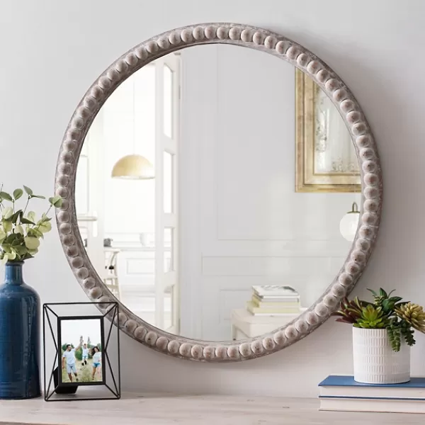 Decorative Mirrors-Kirkland's Home Round Natural Beaded Wall Mirror