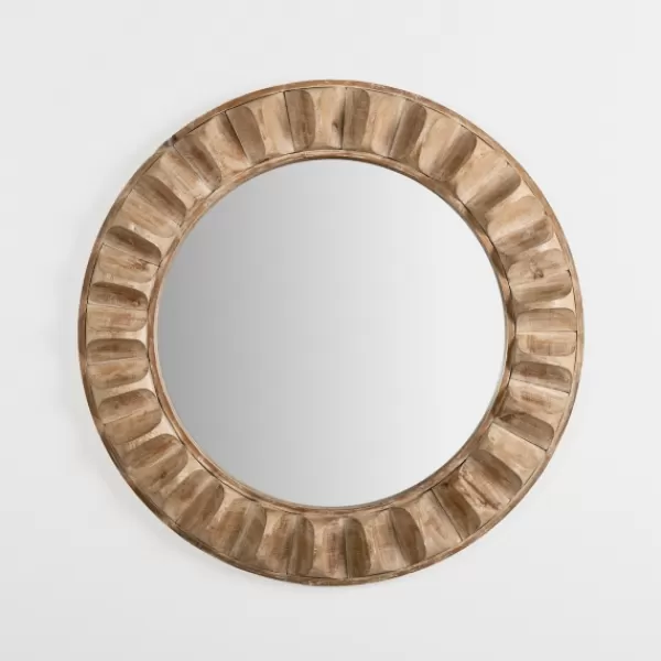 Decorative Mirrors-Kirkland's Home Round Natural Textured Wood Wall Mirror