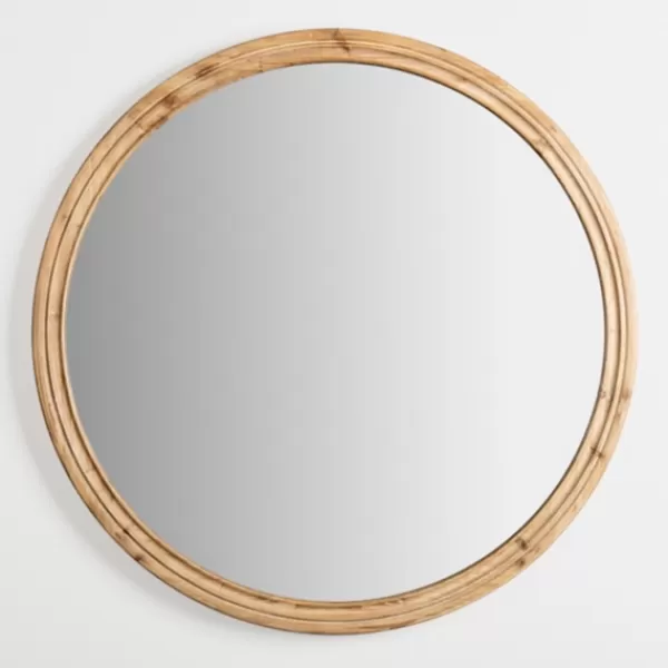 Decorative Mirrors-Kirkland's Home Round Natural Wood Ridged Mirror