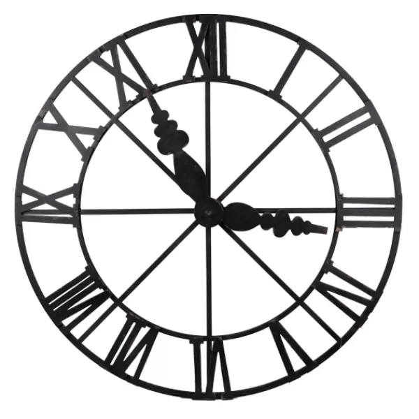 Clocks-Kirkland's Home Round Open Face Decorative Wall Clock Black