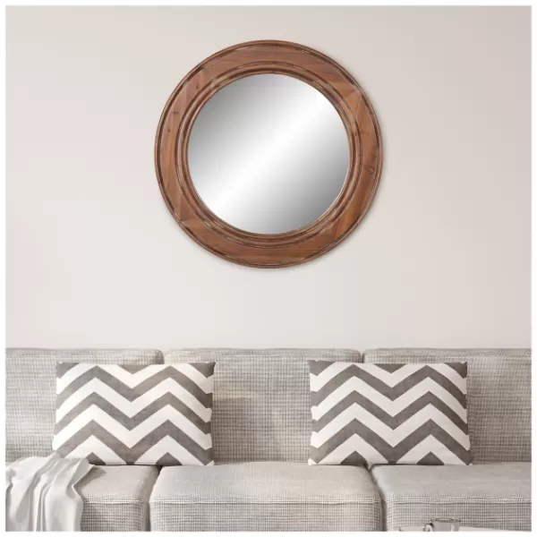 Decorative Mirrors-Kirkland's Home Round Reclaimed Wood Wall Mirror, 31.5 In.