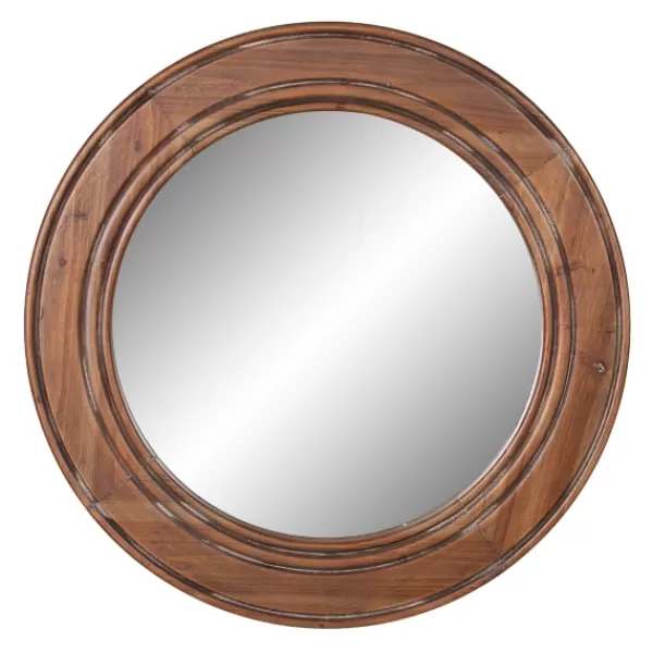 Decorative Mirrors-Kirkland's Home Round Reclaimed Wood Wall Mirror, 31.5 In.