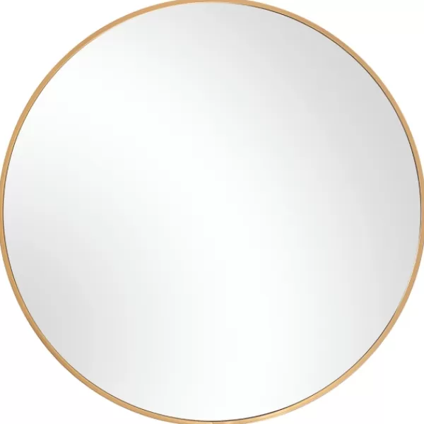 Framed Mirrors-Kirkland's Home Round Simple Frame Medium Wall Mirror Gold