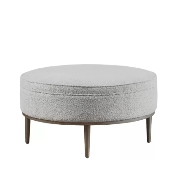 Benches & Ottomans-Kirkland's Home Round Upholstered Ottoman Gray