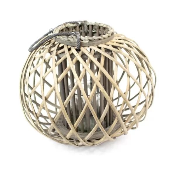 Lanterns-Kirkland's Home Round Willow Woven Lantern Gray/Tan