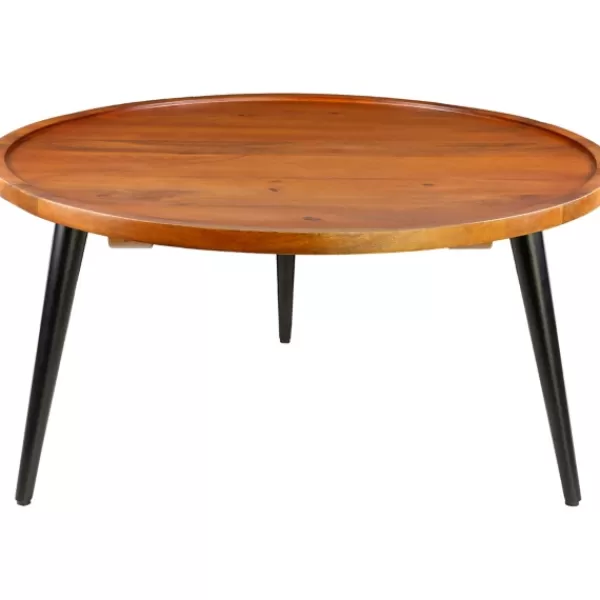 Coffee Tables-Kirkland's Home Round Wood And Metal Coffee Table Brown