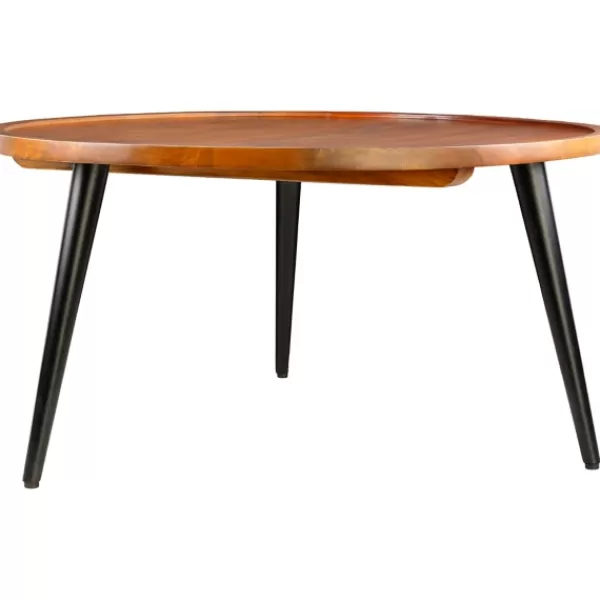 Coffee Tables-Kirkland's Home Round Wood And Metal Coffee Table Brown