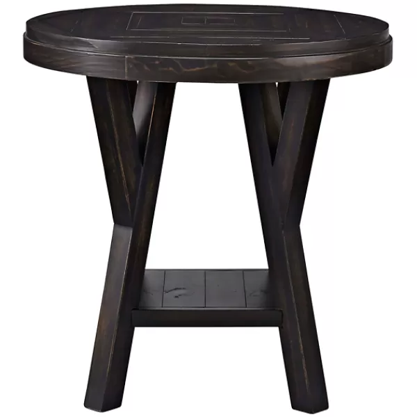 Accent & End Tables-Kirkland's Home Round Wood Flared Base Side Table Black