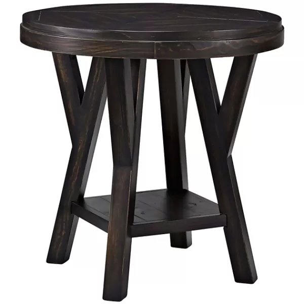 Accent & End Tables-Kirkland's Home Round Wood Flared Base Side Table Black