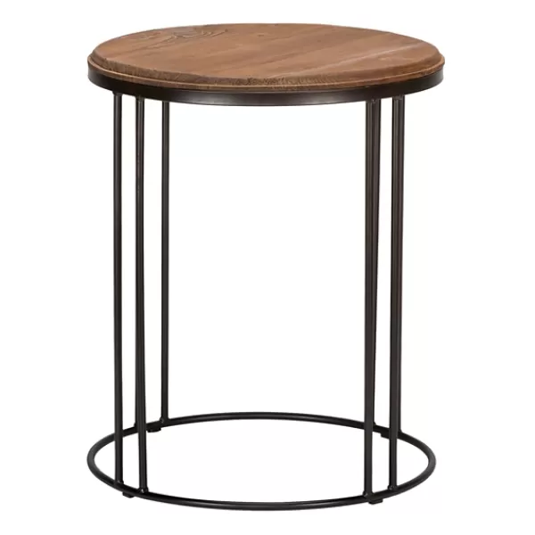 Accent & End Tables-Kirkland's Home Round Wooden And Metal Baldwin Accent Table