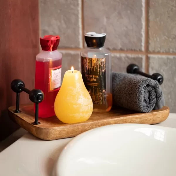 Decorative Trays-Kirkland's Home Rubberwood Black Handle Decorative Trays, Set Of 2 Brown/Black