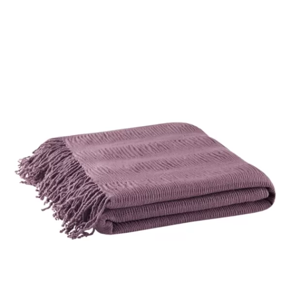 Blankets & Throws-Kirkland's Home Ruched Throw Blanket With Fringe Purple