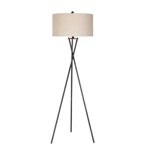 Floor Lamps-Kirkland's Home Rust Black Metal Tripod Floor Lamp White