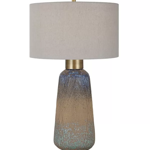 Table Lamps-Kirkland's Home Rusted Blue Embossed Ceramic Table Lamp Gray