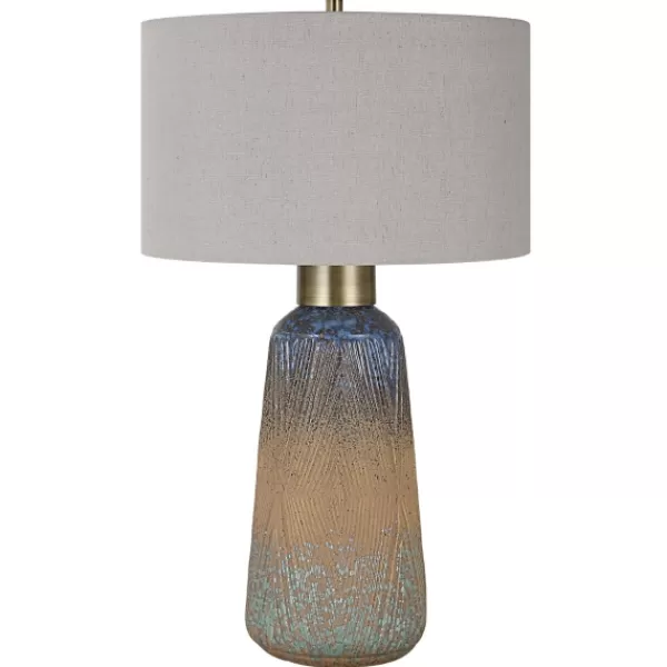 Table Lamps-Kirkland's Home Rusted Blue Embossed Ceramic Table Lamp Gray