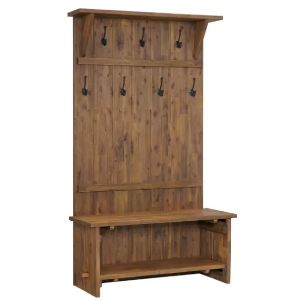 Entryway Furniture-Kirkland's Home Rustic Acacia Wood Hall Tree