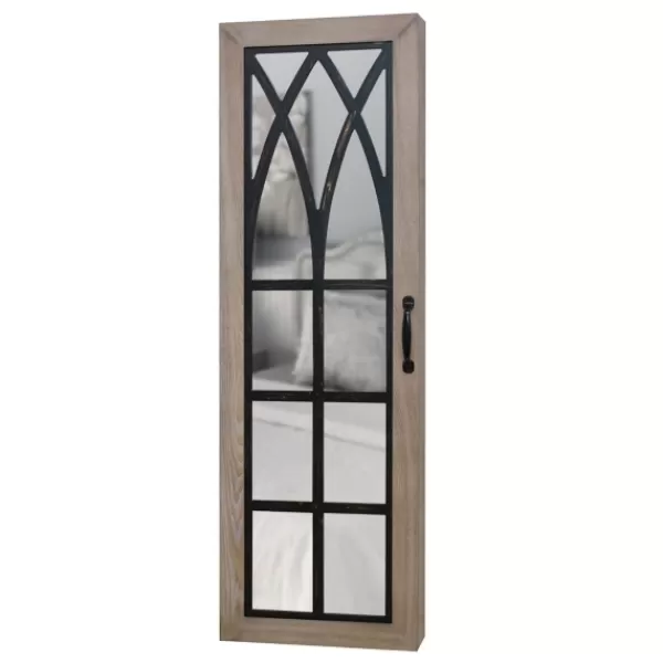 Armoires-Kirkland's Home Rustic Arch Jewelry Armoire Mirror Tan