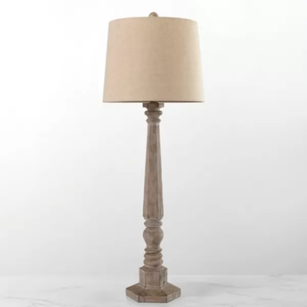 Buffet Lamps-Kirkland's Home Rustic Brown Wood Buffet Lamp Ivory