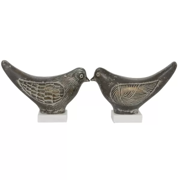 Statues & Figurines-Kirkland's Home Rustic Etched Birds 2-Pc. Figurine Set Gray/White