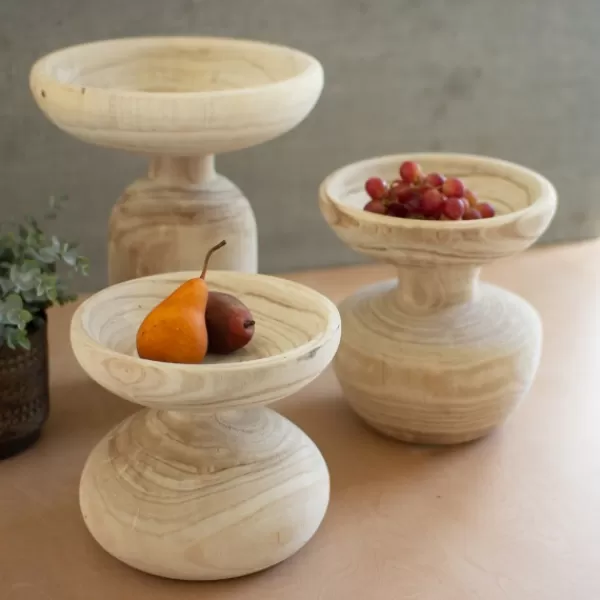 Decorative Bowls & Jars-Kirkland's Home Rustic Forest Hand Turned 3-Pc. Pedestal Bowls Tan