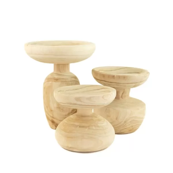 Decorative Bowls & Jars-Kirkland's Home Rustic Forest Hand Turned 3-Pc. Pedestal Bowls Tan