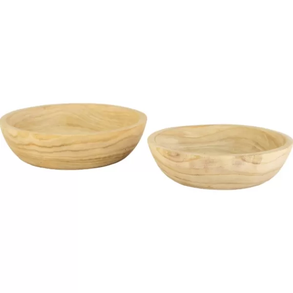 Decorative Bowls & Jars-Kirkland's Home Rustic Forest Ivory Hand Carved 2-Pc. Bowl Set Tan