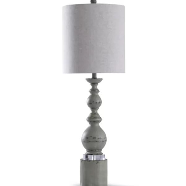 Buffet Lamps-Kirkland's Home Rustic Gray Balustrade Table Lamp White