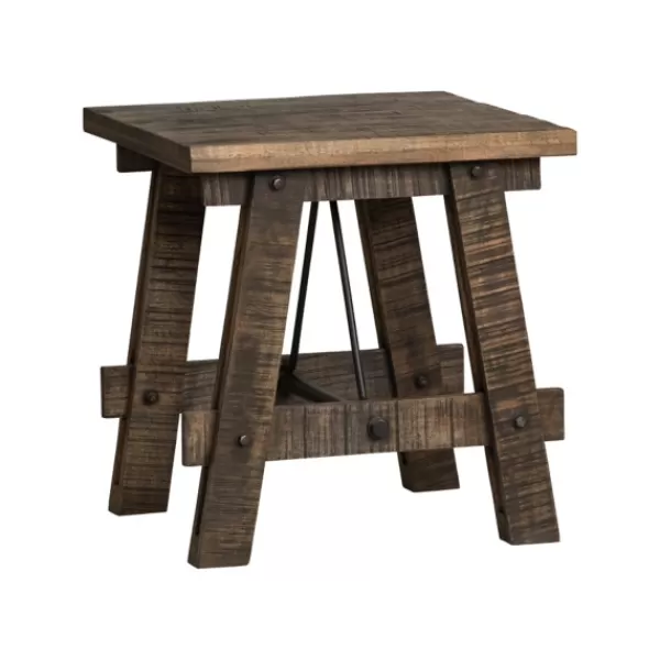 Accent & End Tables-Kirkland's Home Rustic Mango Wood And Iron Side Table Brown