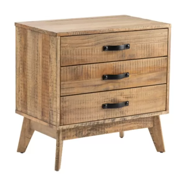 Accent & End Tables-Kirkland's Home Rustic Medium 3-Drawer Side Table Brown