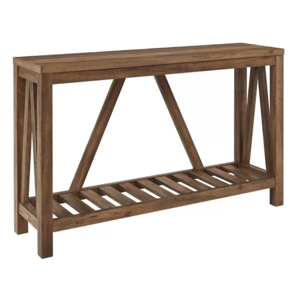 Console Tables-Kirkland's Home Rustic Oak A-Frame Console Table Brown