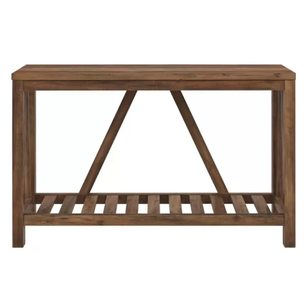 Console Tables-Kirkland's Home Rustic Oak A-Frame Console Table Brown