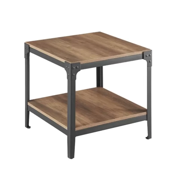 Accent & End Tables-Kirkland's Home Rustic Oak Angle Iron Accent Tables, Set Of 2 Brown