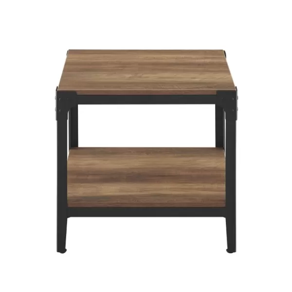 Accent & End Tables-Kirkland's Home Rustic Oak Angle Iron Accent Tables, Set Of 2 Brown