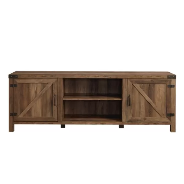 Tv Stands & Media Consoles-Kirkland's Home Rustic Oak Barn Door Tv Stand Brown